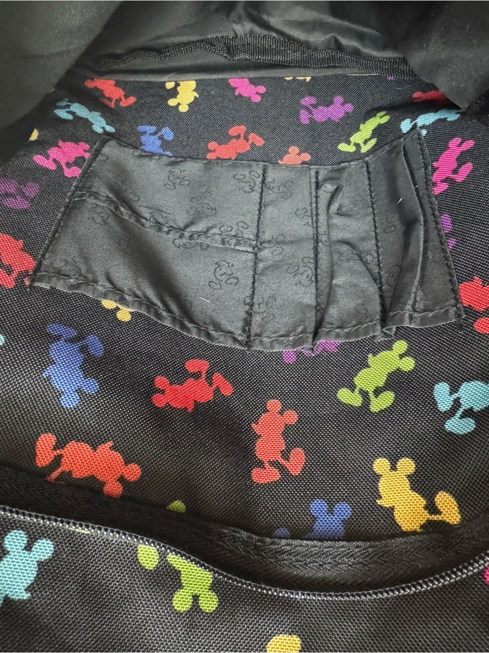 Disney park’s exclusive Black Backpack with Multi-Color Mickey Print